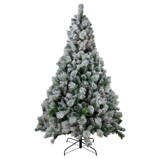 6.5Ft Pre-Lit Full Flocked Somerset Spruce Artificial Christmas Tree, Clear Lights By Northlight in Green | 6 ft | Michaels®